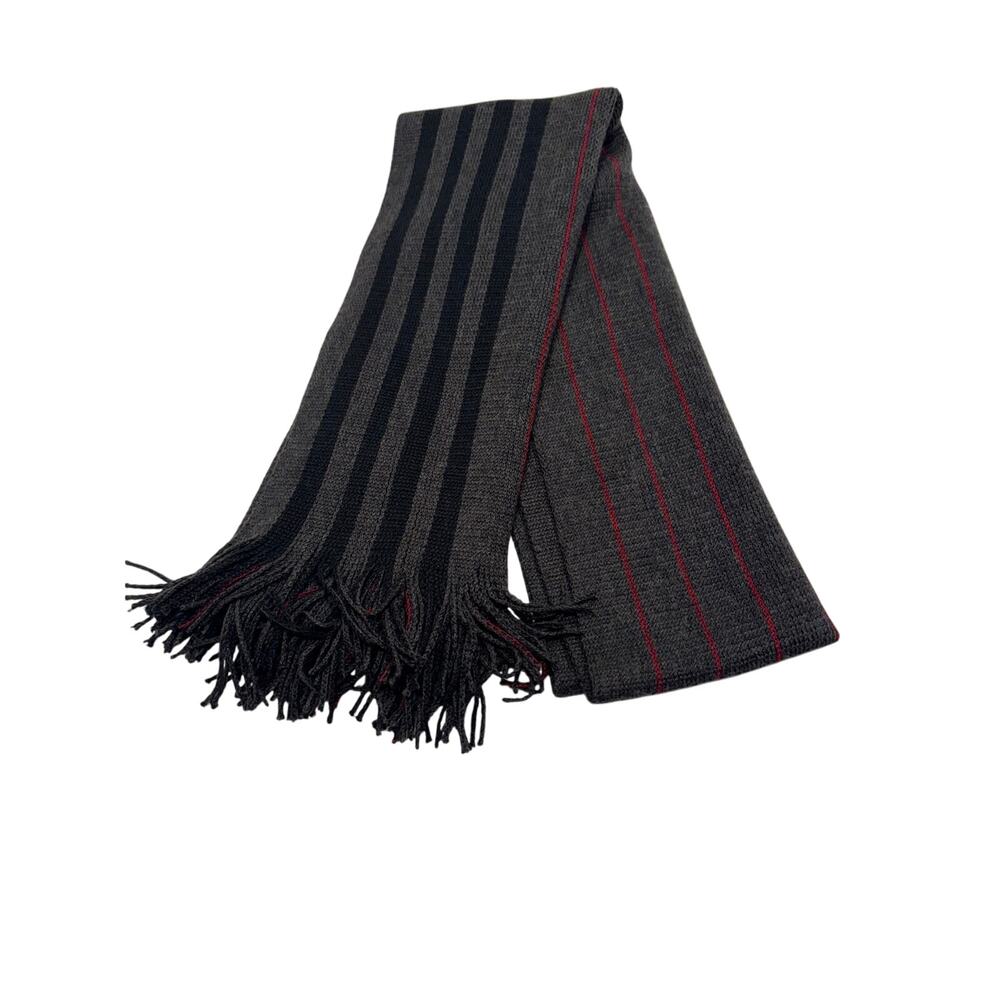 Apt. 9 Fringed Rectangle Scarf One Size Unisex‎ Striped Black Gray Red Acrylic